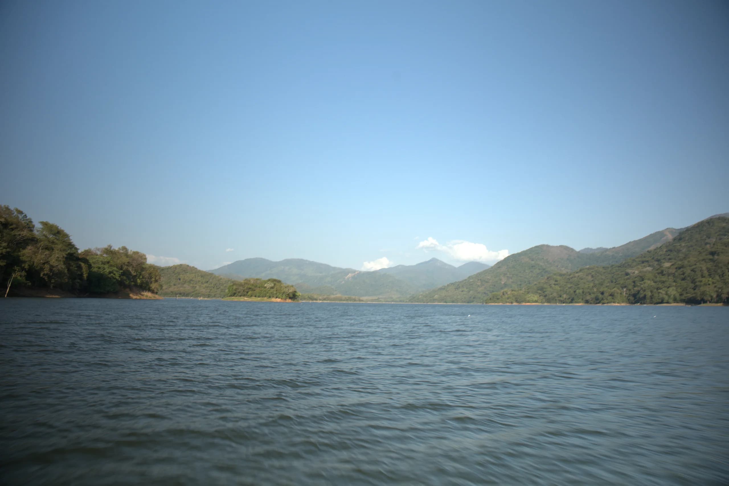 The lake and the sierra from the water