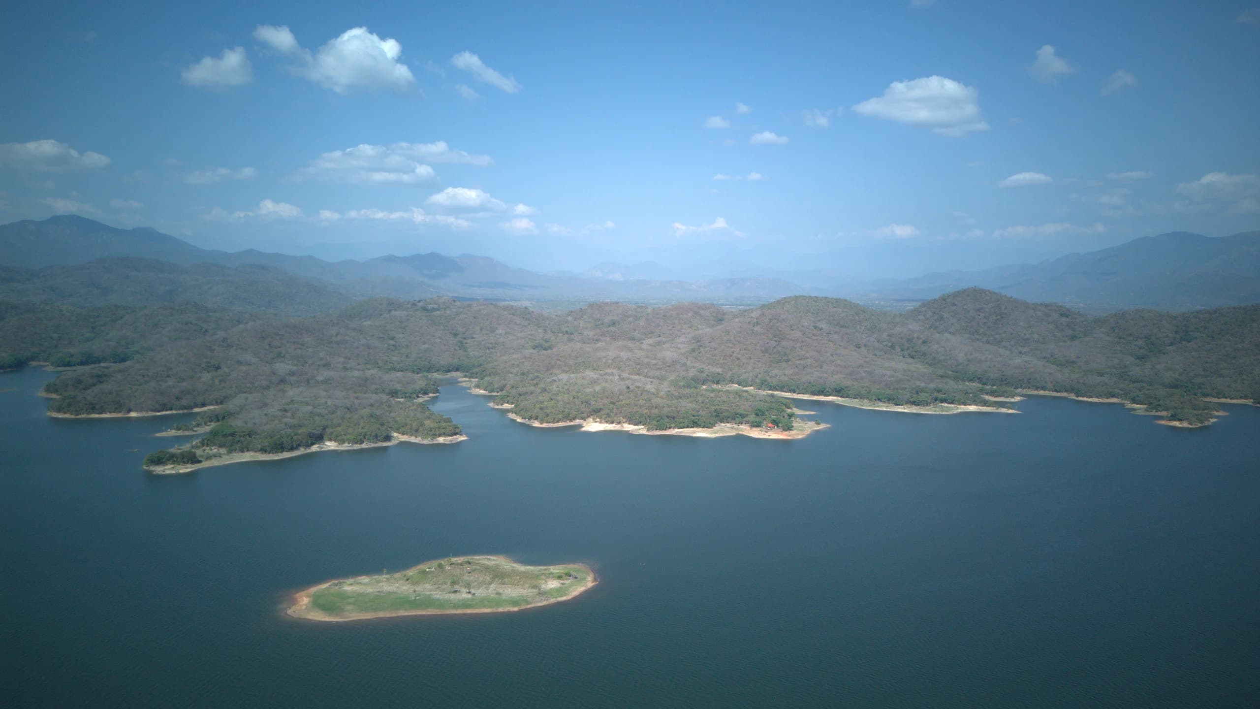 Drone view of the lake and its islands